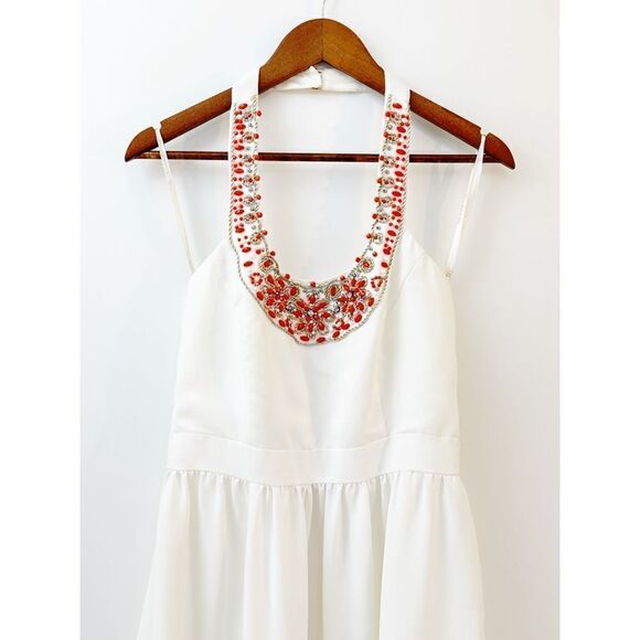 Shoshanna Elenee Beaded Neck Halter Dress White Size 10 - Picture 7 of 14